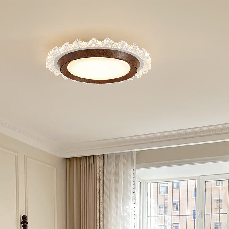 Contemporary Retro Round Lace LED Ceiling Fan Light - ABS, Acrylic Flush Mount for Bedroom