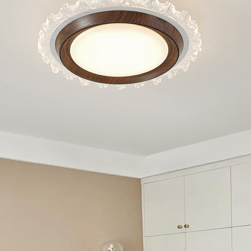 Contemporary Retro Round Lace LED Ceiling Fan Light - ABS, Acrylic Flush Mount for Bedroom