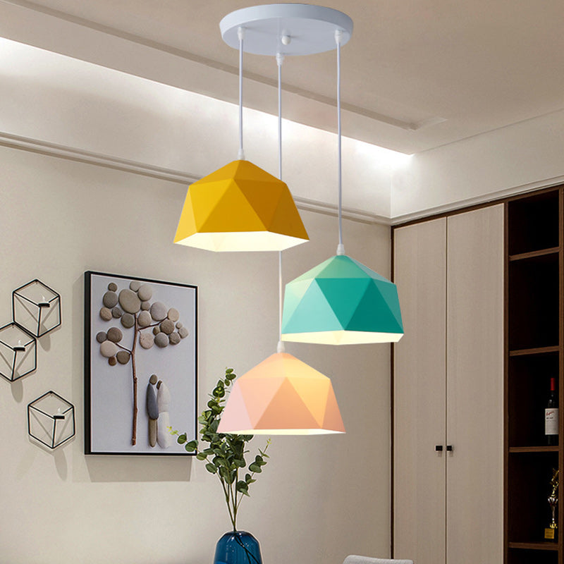 Geometric Scandinavian Iron Pendant Light - Modern Rhombus 1-Light for Dining Room