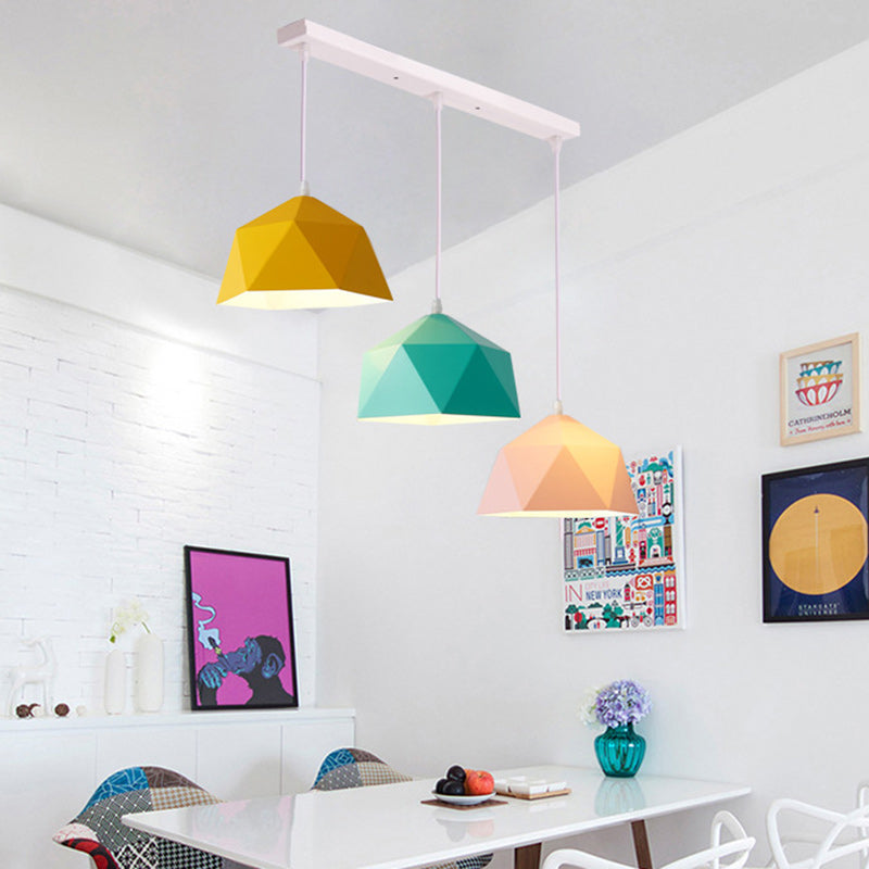 Geometric Scandinavian Iron Pendant Light - Modern Rhombus 1-Light for Dining Room