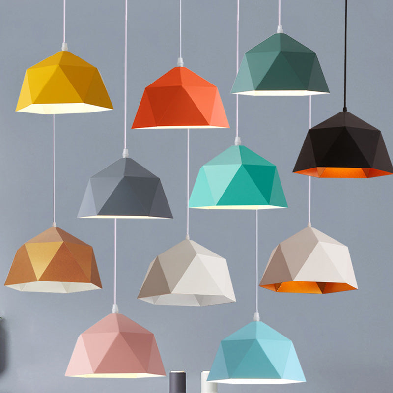Geometric Scandinavian Iron Pendant Light - Modern Rhombus 1-Light for Dining Room