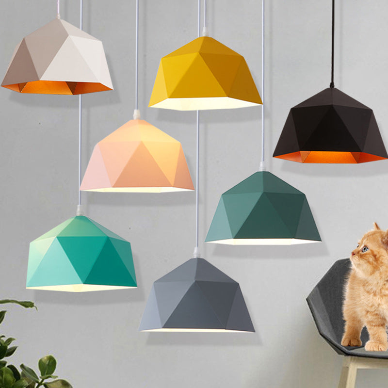 Geometric Scandinavian Iron Pendant Light - Modern Rhombus 1-Light for Dining Room