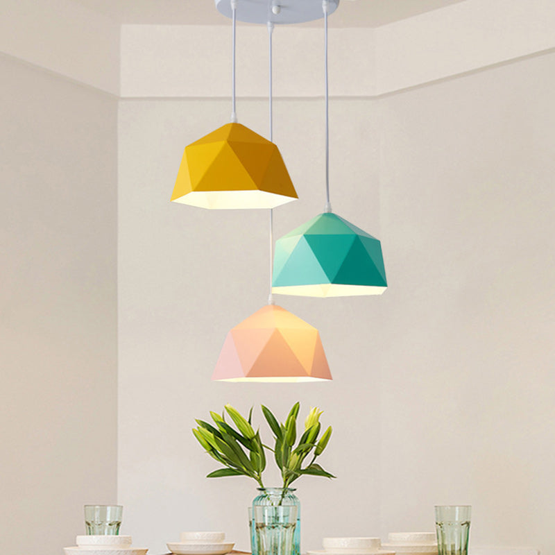 Geometric Scandinavian Iron Pendant Light - Modern Rhombus 1-Light for Dining Room