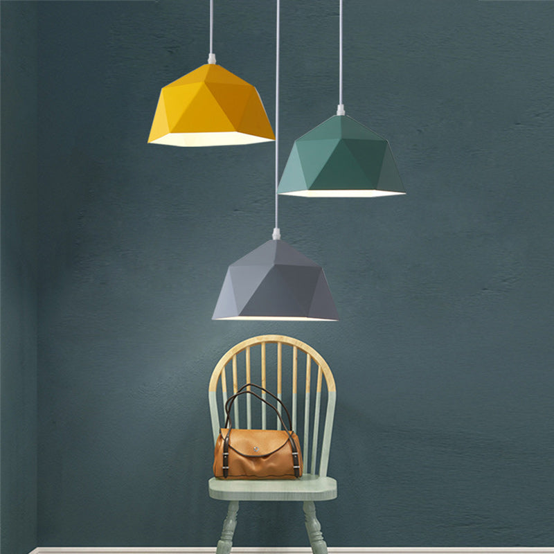 Geometric Scandinavian Iron Pendant Light - Modern Rhombus 1-Light for Dining Room