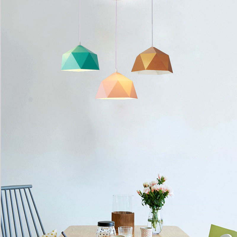 Geometric Scandinavian Iron Pendant Light - Modern Rhombus 1-Light for Dining Room