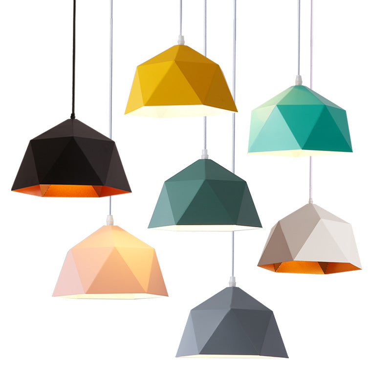 Geometric Scandinavian Iron Pendant Light - Modern Rhombus 1-Light for Dining Room