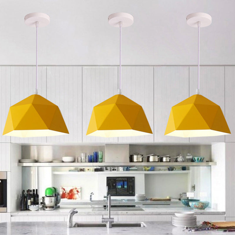 Geometric Scandinavian Iron Pendant Light - Modern Rhombus 1-Light for Dining Room