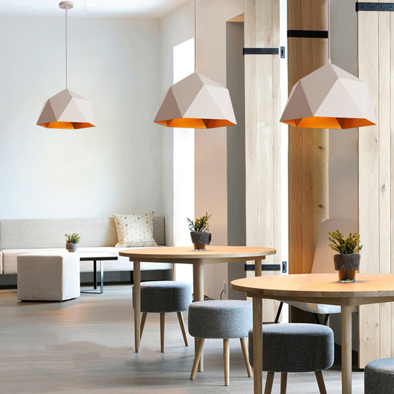 Geometric Scandinavian Iron Pendant Light - Modern Rhombus 1-Light for Dining Room