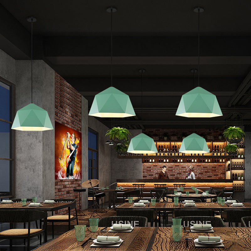 Geometric Scandinavian Iron Pendant Light - Modern Rhombus 1-Light for Dining Room