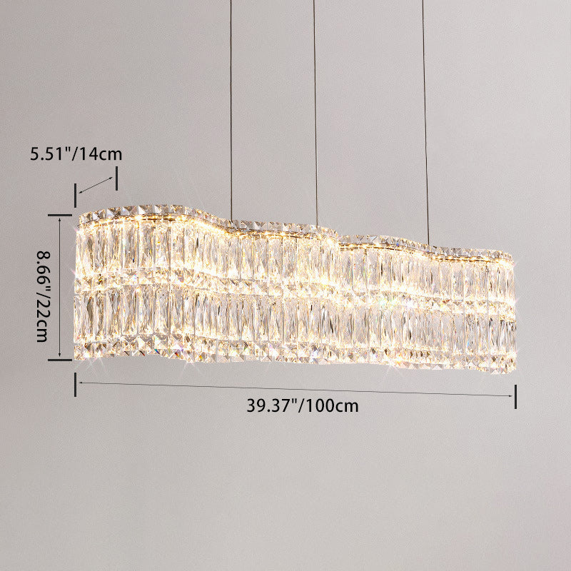 Modern Luxury Crystal Wave LED Chandelier for Dining Room Island Light