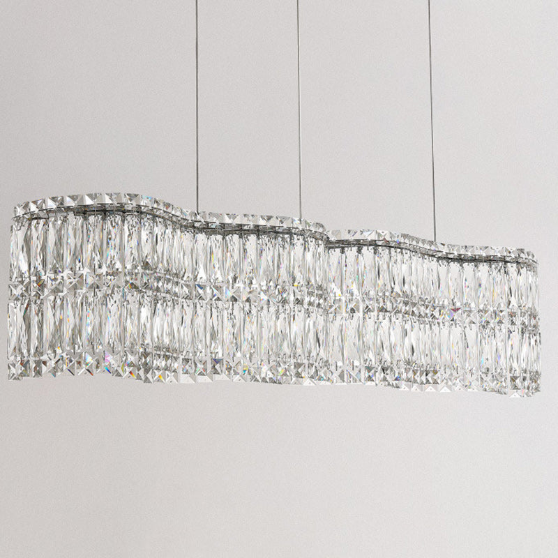 Modern Luxury Crystal Wave LED Chandelier for Dining Room Island Light