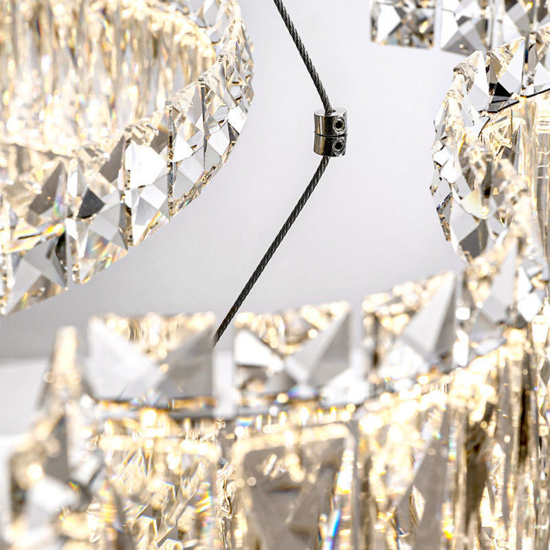 Modern Luxury Crystal Wave LED Chandelier for Dining Room Island Light