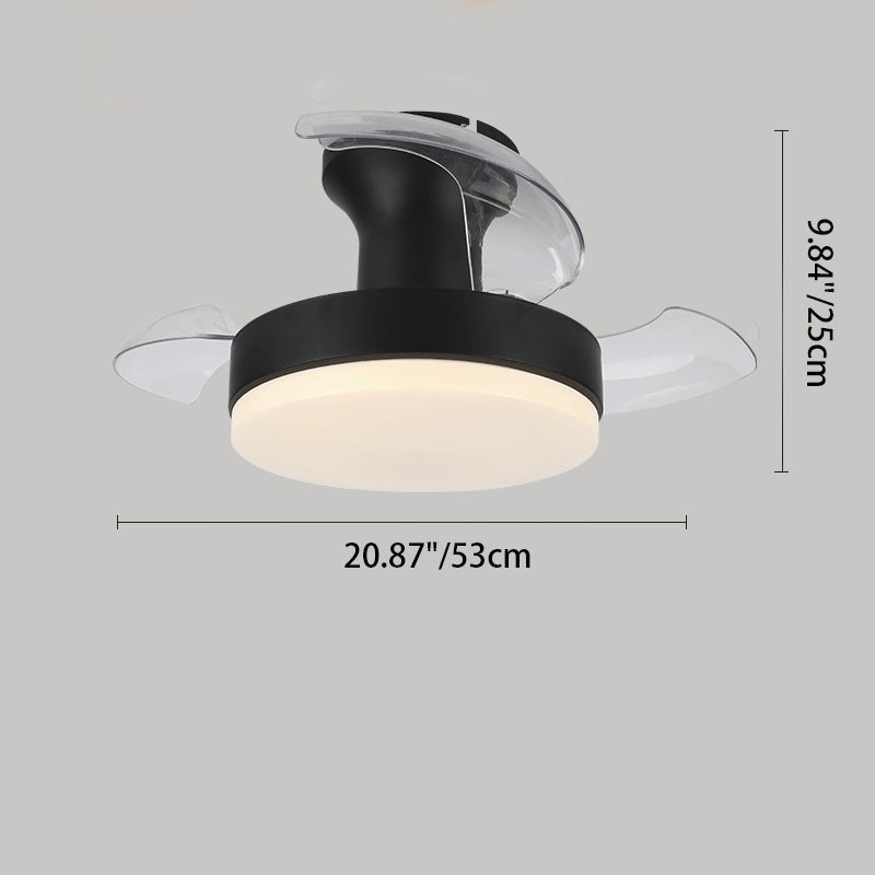Contemporary Nordic Round LED Semi-Flush Mount Ceiling Fan Light for Living Room