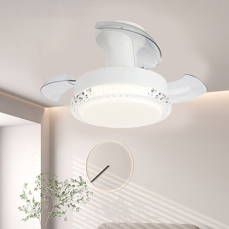 Contemporary Nordic Round LED Semi-Flush Mount Ceiling Fan Light for Living Room