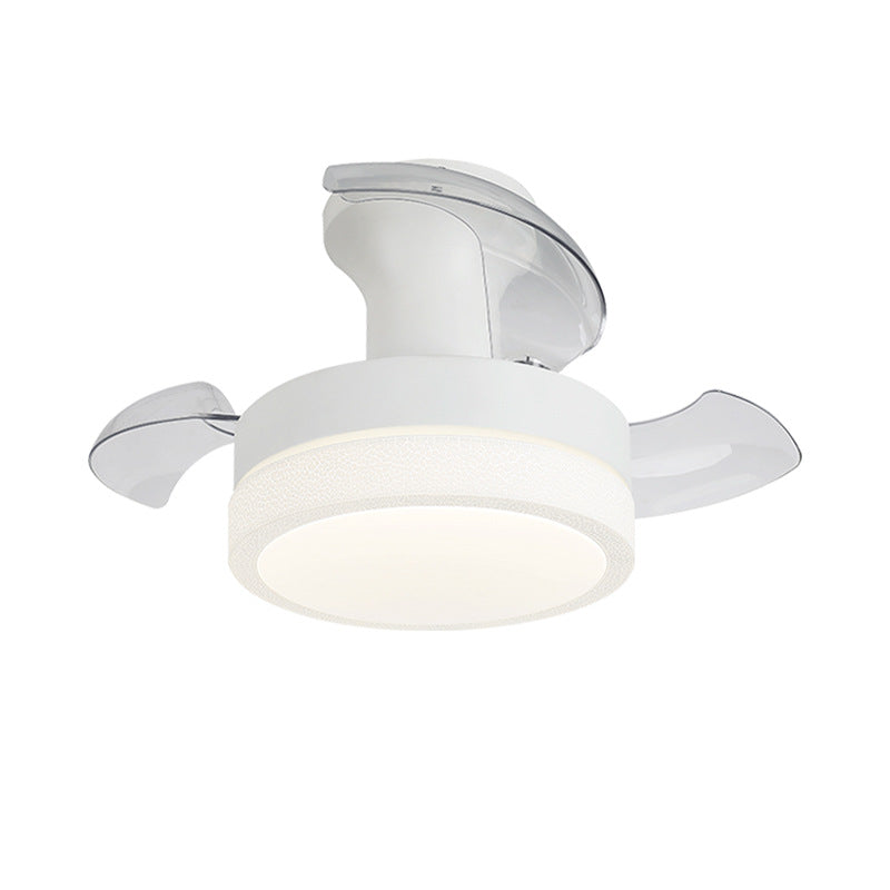 Contemporary Nordic Round LED Semi-Flush Mount Ceiling Fan Light for Living Room