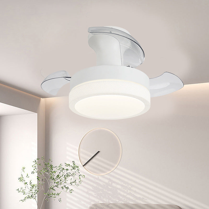 Contemporary Nordic Round LED Semi-Flush Mount Ceiling Fan Light for Living Room