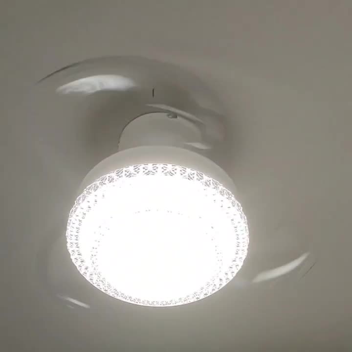 Contemporary Nordic Round LED Semi-Flush Mount Ceiling Fan Light for Living Room