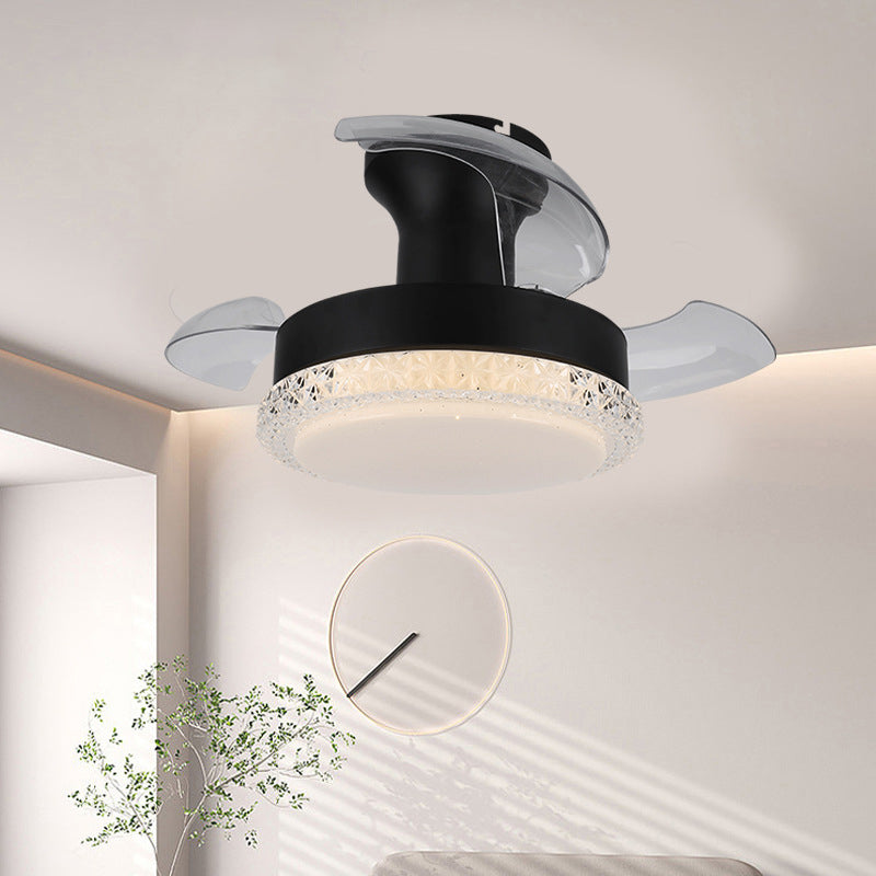 Contemporary Nordic Round LED Semi-Flush Mount Ceiling Fan Light for Living Room