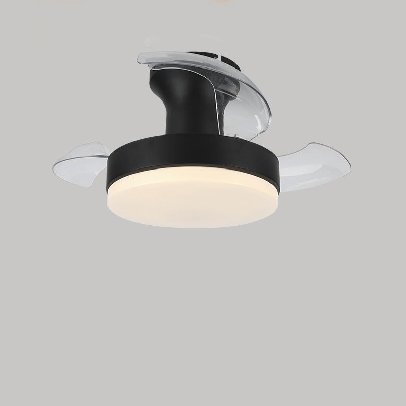 Contemporary Nordic Round LED Semi-Flush Mount Ceiling Fan Light for Living Room