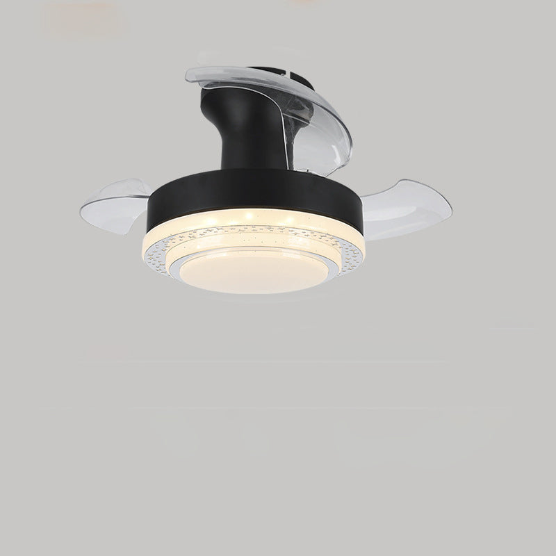 Contemporary Nordic Round LED Semi-Flush Mount Ceiling Fan Light for Living Room