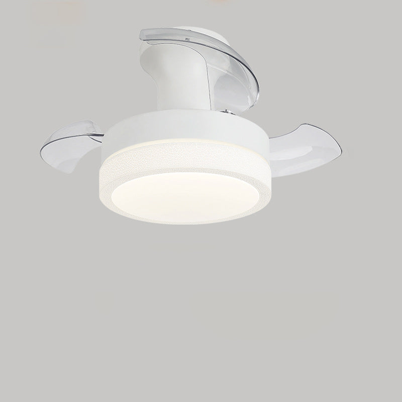 Contemporary Nordic Round LED Semi-Flush Mount Ceiling Fan Light for Living Room