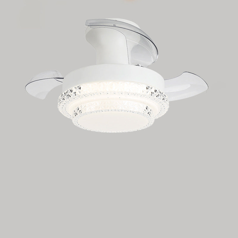 Contemporary Nordic Round LED Semi-Flush Mount Ceiling Fan Light for Living Room