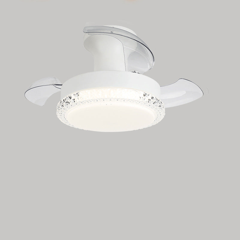 Contemporary Nordic Round LED Semi-Flush Mount Ceiling Fan Light for Living Room