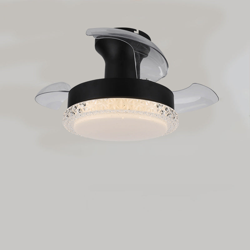 Contemporary Nordic Round LED Semi-Flush Mount Ceiling Fan Light for Living Room