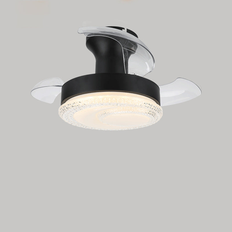 Contemporary Nordic Round LED Semi-Flush Mount Ceiling Fan Light for Living Room