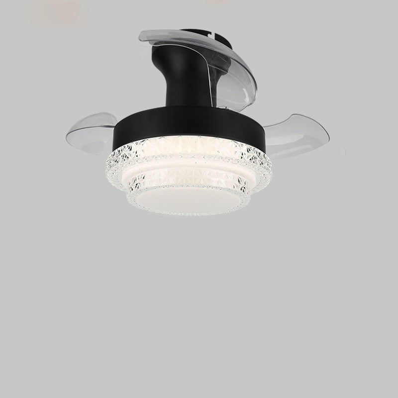 Contemporary Nordic Round LED Semi-Flush Mount Ceiling Fan Light for Living Room