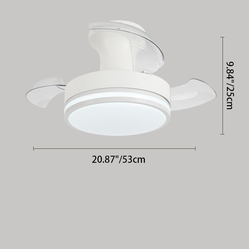 Contemporary Nordic Round LED Semi-Flush Mount Ceiling Fan Light - Iron Acrylic Design for Living Room