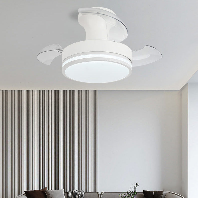 Contemporary Nordic Round LED Semi-Flush Mount Ceiling Fan Light - Iron Acrylic Design for Living Room