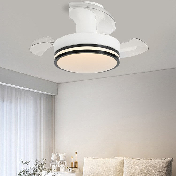 Contemporary Nordic Round LED Semi-Flush Mount Ceiling Fan Light - Iron Acrylic Design for Living Room