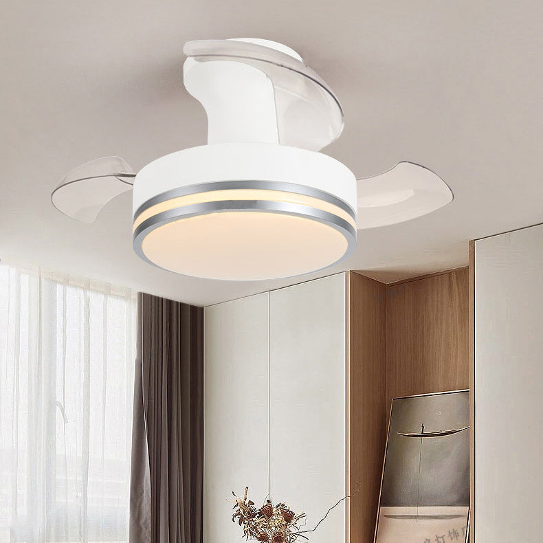 Contemporary Nordic Round LED Semi-Flush Mount Ceiling Fan Light - Iron Acrylic Design for Living Room