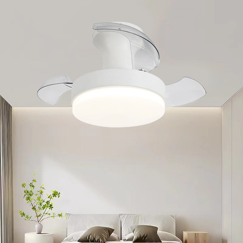 Contemporary Nordic Round LED Semi-Flush Mount Ceiling Fan Light - Iron Acrylic Design for Living Room