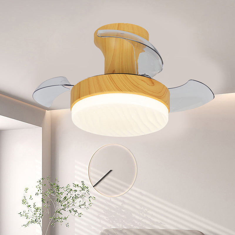 Contemporary Nordic Round LED Semi-Flush Mount Ceiling Fan Light - Iron Acrylic Design for Living Room