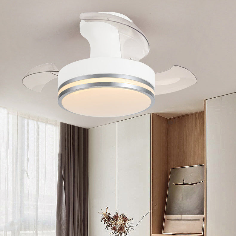 Contemporary Nordic Round LED Semi-Flush Mount Ceiling Fan Light - Iron Acrylic Design for Living Room