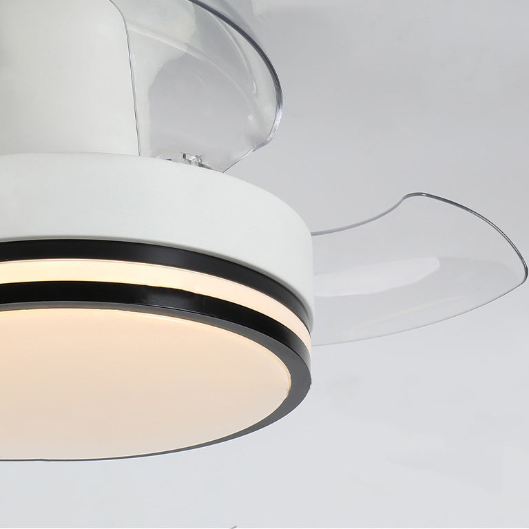 Contemporary Nordic Round LED Semi-Flush Mount Ceiling Fan Light - Iron Acrylic Design for Living Room