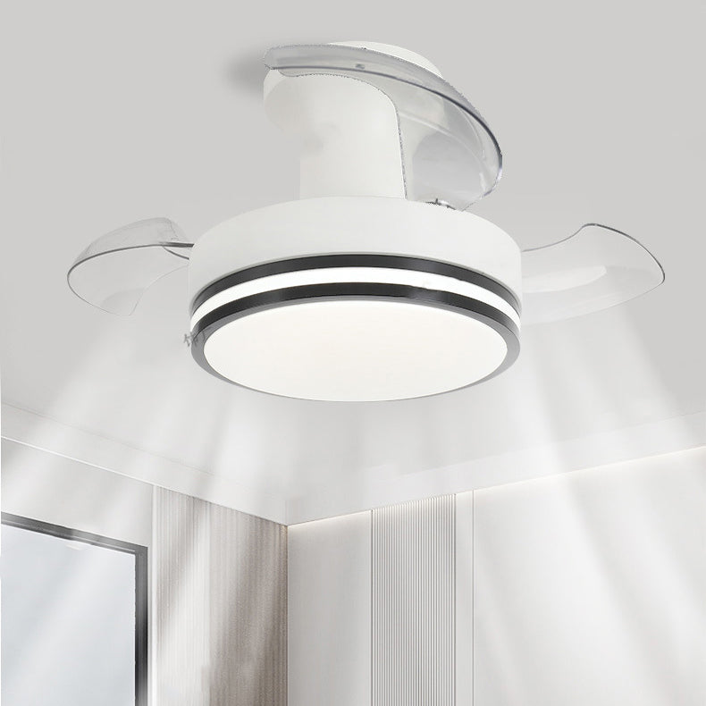 Contemporary Nordic Round LED Semi-Flush Mount Ceiling Fan Light - Iron Acrylic Design for Living Room