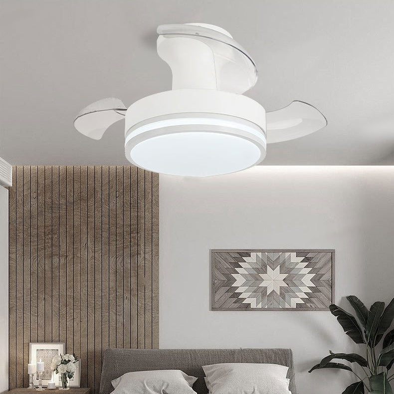 Contemporary Nordic Round LED Semi-Flush Mount Ceiling Fan Light - Iron Acrylic Design for Living Room