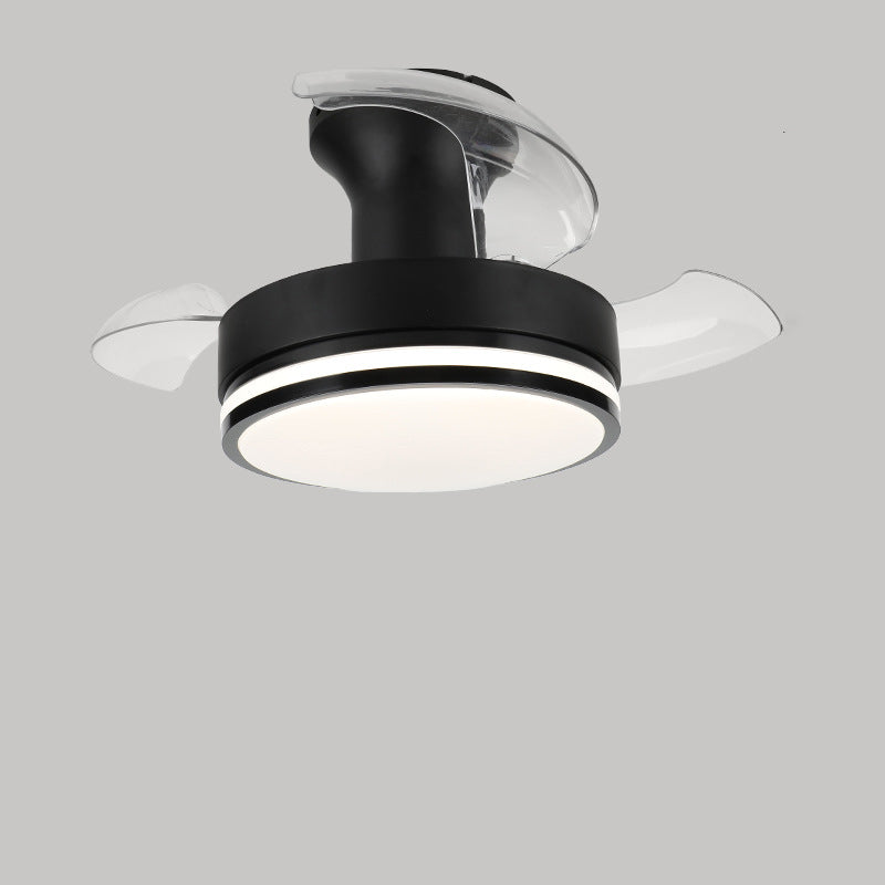 Contemporary Nordic Round LED Semi-Flush Mount Ceiling Fan Light - Iron Acrylic Design for Living Room