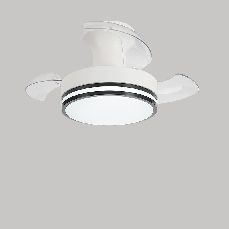 Contemporary Nordic Round LED Semi-Flush Mount Ceiling Fan Light - Iron Acrylic Design for Living Room