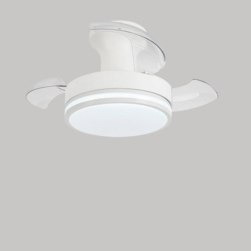 Contemporary Nordic Round LED Semi-Flush Mount Ceiling Fan Light - Iron Acrylic Design for Living Room