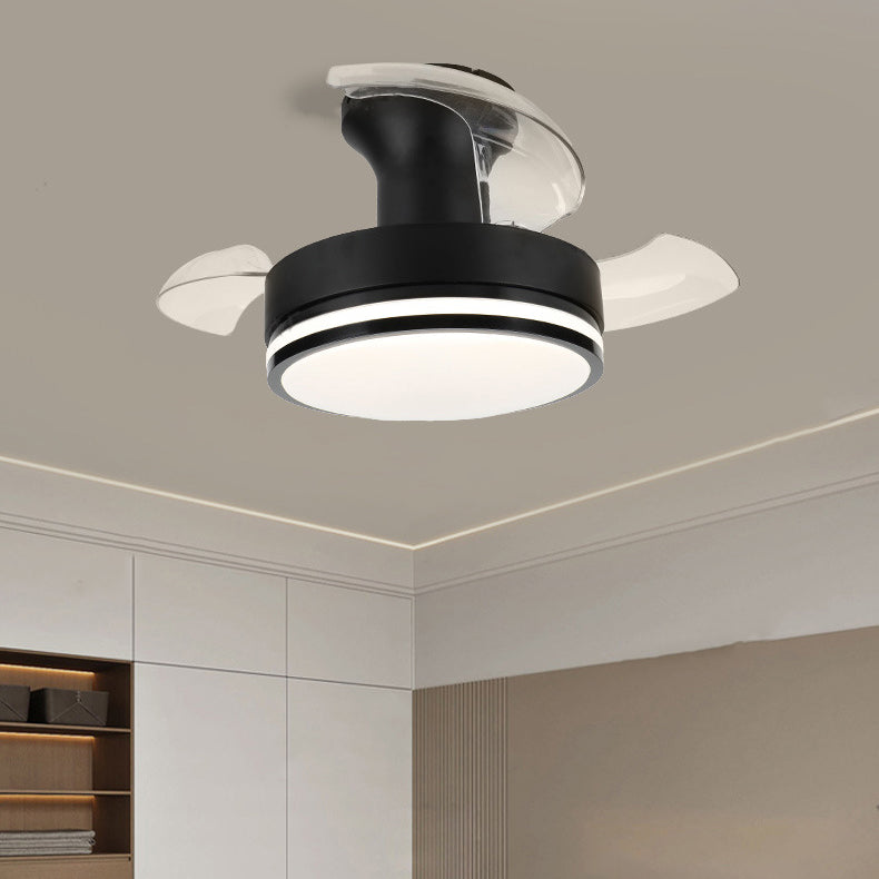 Contemporary Nordic Round LED Semi-Flush Mount Ceiling Fan Light - Iron Acrylic Design for Living Room