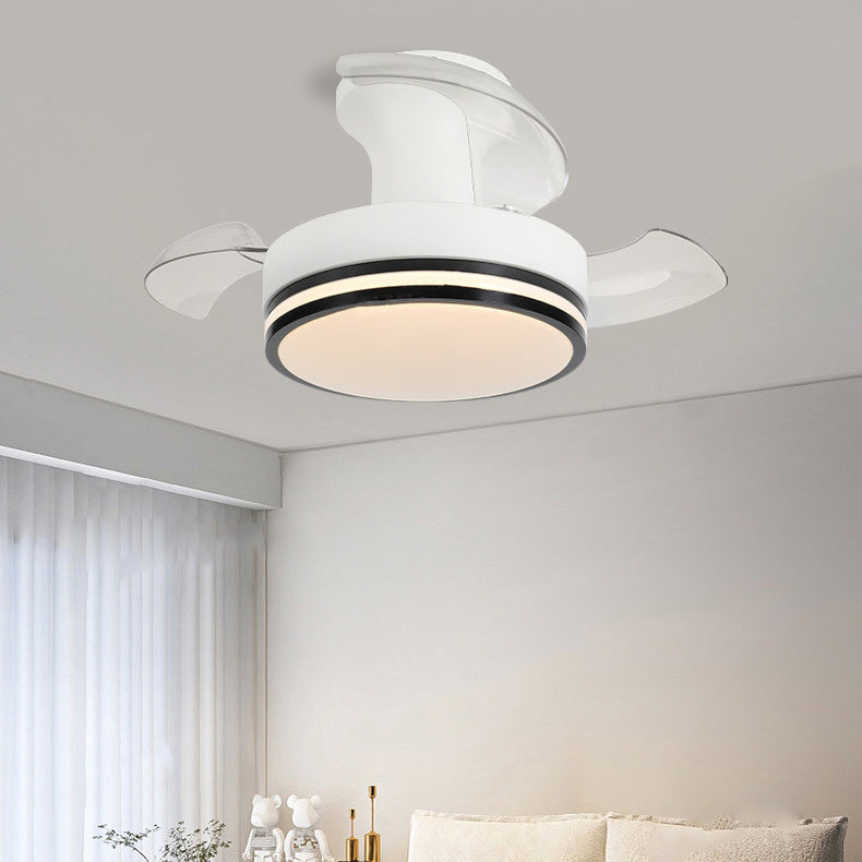 Contemporary Nordic Round LED Semi-Flush Mount Ceiling Fan Light - Iron Acrylic Design for Living Room