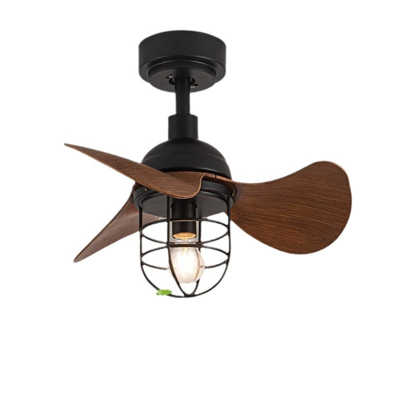 Contemporary Industrial Iron ABS Cylinder Ceiling Fan Light with Downrod for Living Room