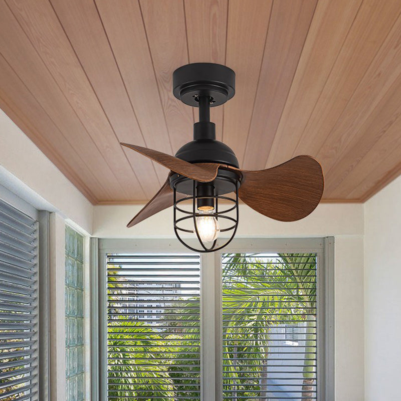 Contemporary Industrial Iron ABS Cylinder Ceiling Fan Light with Downrod for Living Room