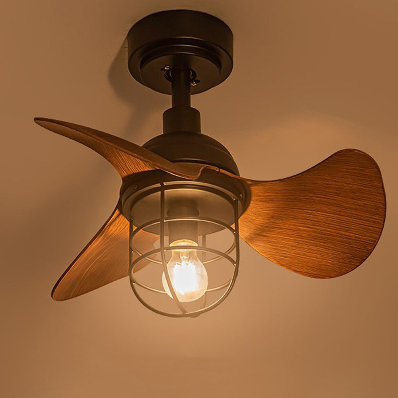 Contemporary Industrial Iron ABS Cylinder Ceiling Fan Light with Downrod for Living Room