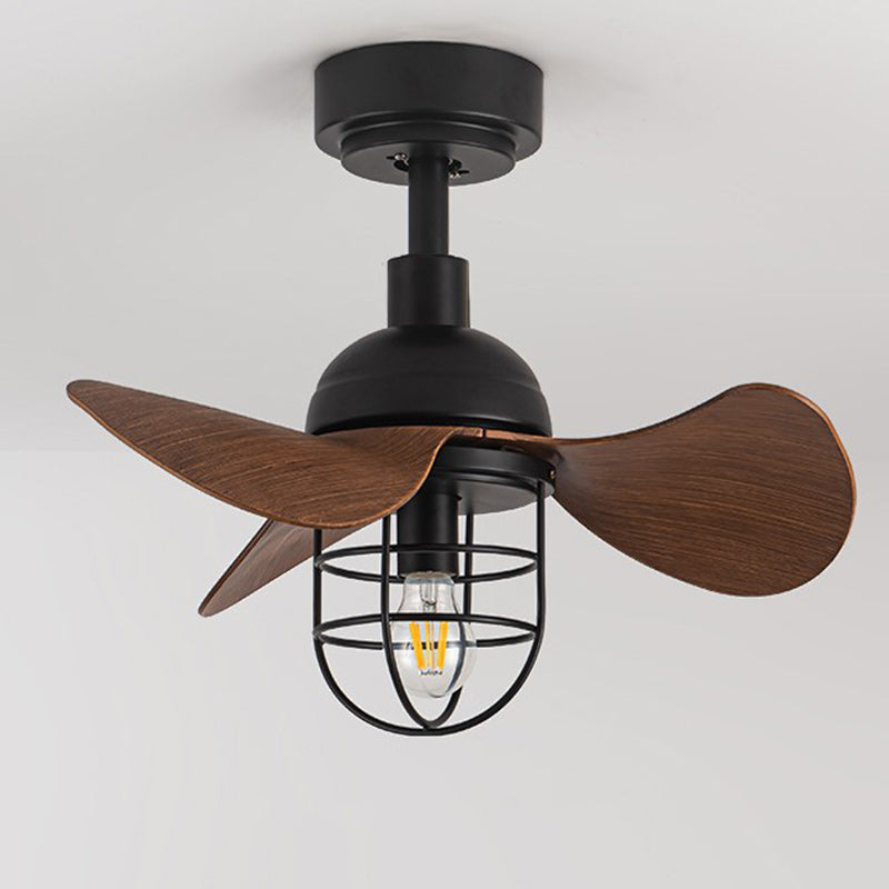 Contemporary Industrial Iron ABS Cylinder Ceiling Fan Light with Downrod for Living Room