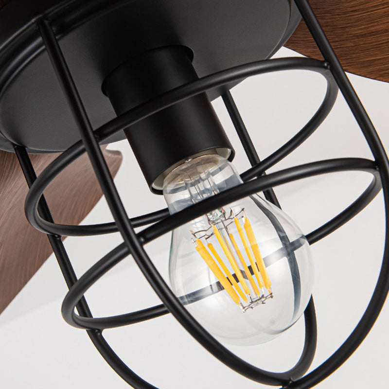 Contemporary Industrial Iron ABS Cylinder Ceiling Fan Light with Downrod for Living Room